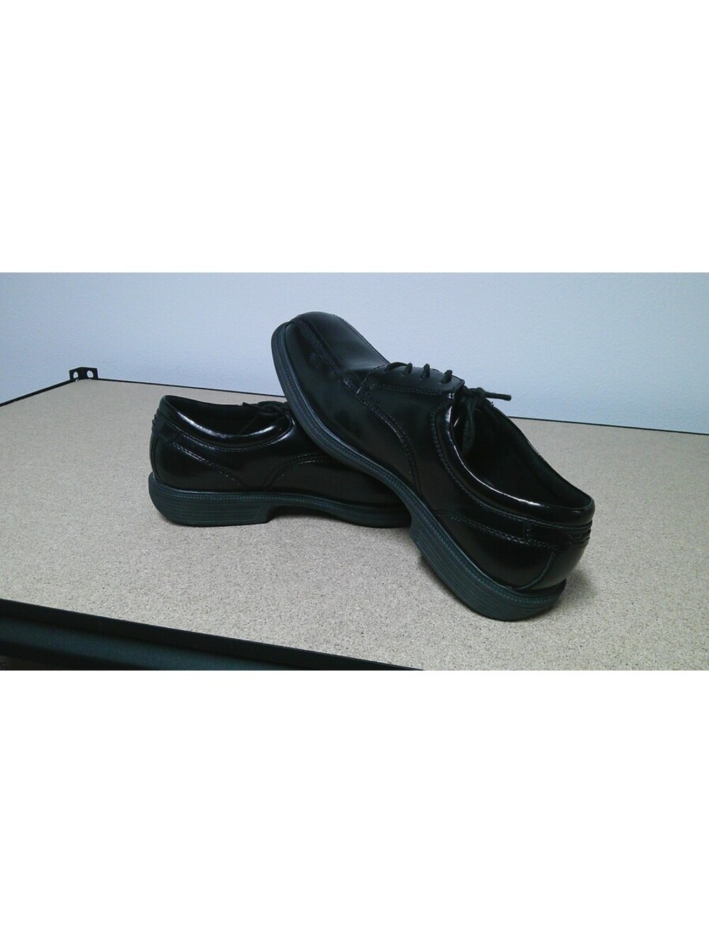 John BUSH Men's Black Genuine Leather Upper Dress Shoes Size